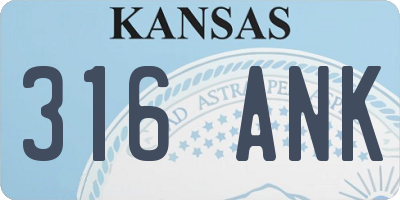KS license plate 316ANK