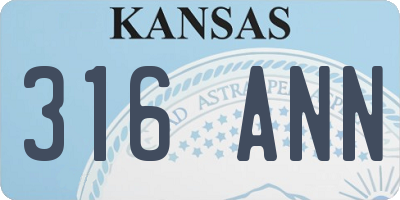 KS license plate 316ANN