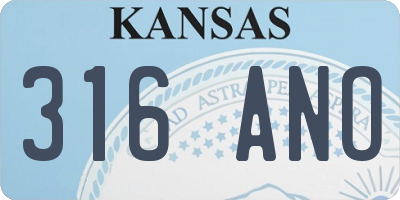 KS license plate 316ANO