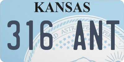 KS license plate 316ANT