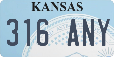 KS license plate 316ANY