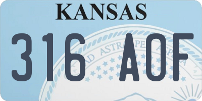 KS license plate 316AOF