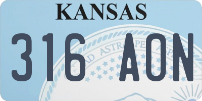 KS license plate 316AON