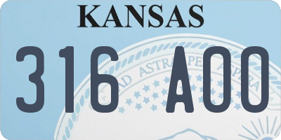 KS license plate 316AOO