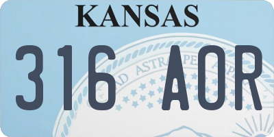 KS license plate 316AOR