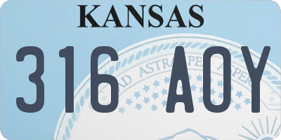 KS license plate 316AOY
