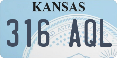 KS license plate 316AQL