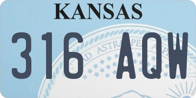 KS license plate 316AQW