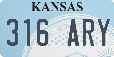KS license plate 316ARY