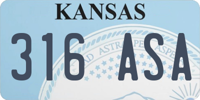 KS license plate 316ASA