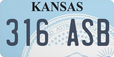 KS license plate 316ASB