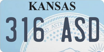 KS license plate 316ASD