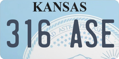 KS license plate 316ASE