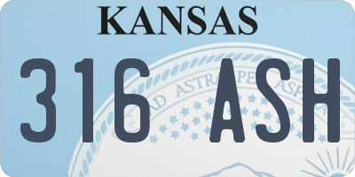 KS license plate 316ASH