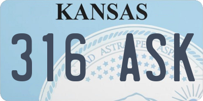 KS license plate 316ASK