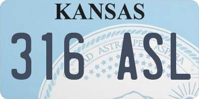 KS license plate 316ASL