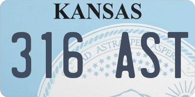 KS license plate 316AST