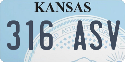 KS license plate 316ASV