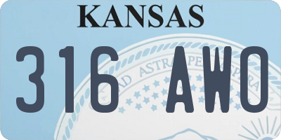 KS license plate 316AWO