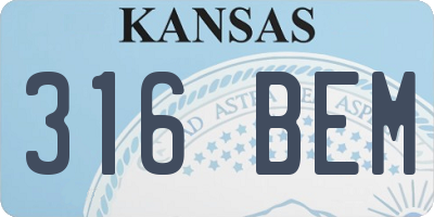 KS license plate 316BEM