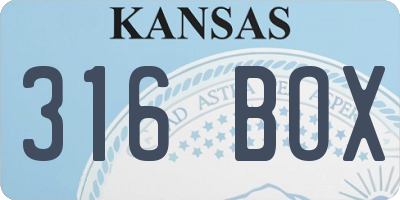 KS license plate 316BOX