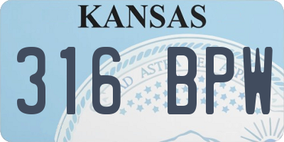 KS license plate 316BPW