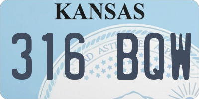 KS license plate 316BQW