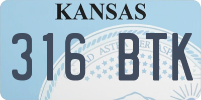 KS license plate 316BTK