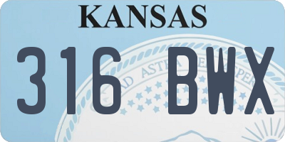 KS license plate 316BWX