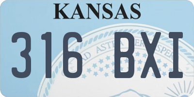 KS license plate 316BXI