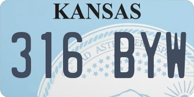 KS license plate 316BYW