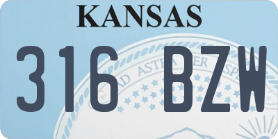 KS license plate 316BZW