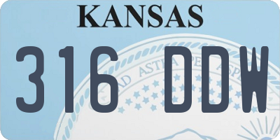 KS license plate 316DDW