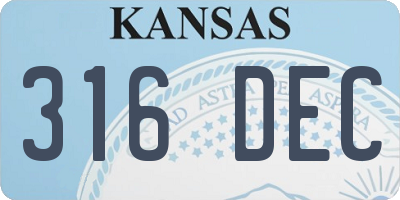 KS license plate 316DEC