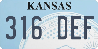 KS license plate 316DEF