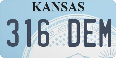 KS license plate 316DEM