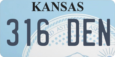 KS license plate 316DEN