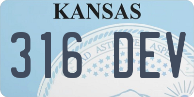 KS license plate 316DEV