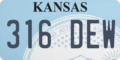 KS license plate 316DEW