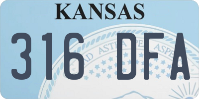 KS license plate 316DFA