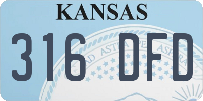 KS license plate 316DFD