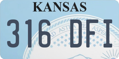 KS license plate 316DFI