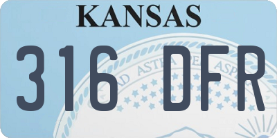 KS license plate 316DFR