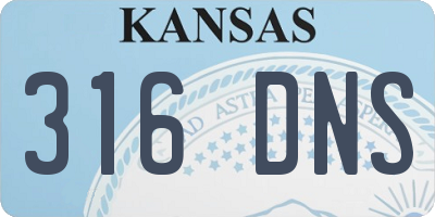 KS license plate 316DNS