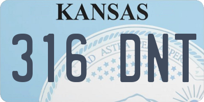 KS license plate 316DNT