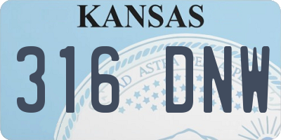 KS license plate 316DNW