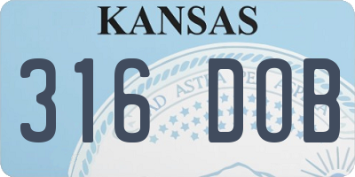 KS license plate 316DOB