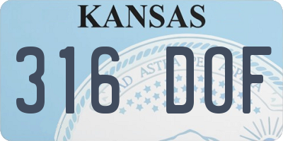 KS license plate 316DOF