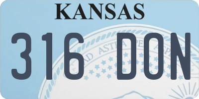KS license plate 316DON
