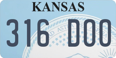 KS license plate 316DOO